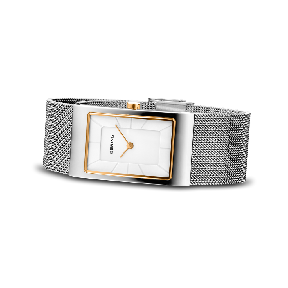 Reloj rectangular 22 mm malla blanco
