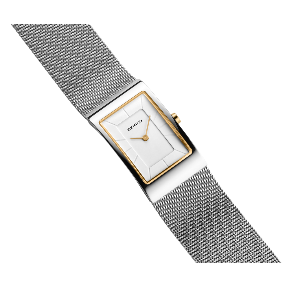 Reloj rectangular 22 mm malla blanco