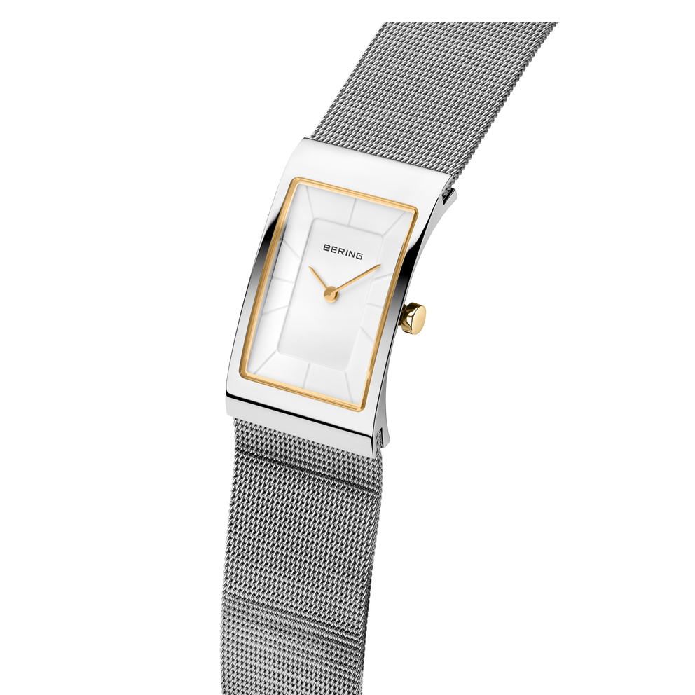 Reloj rectangular 22 mm malla blanco