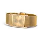 Reloj rectangular brillante malla dorado