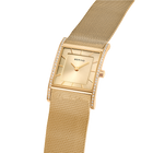 Reloj rectangular brillante malla dorado