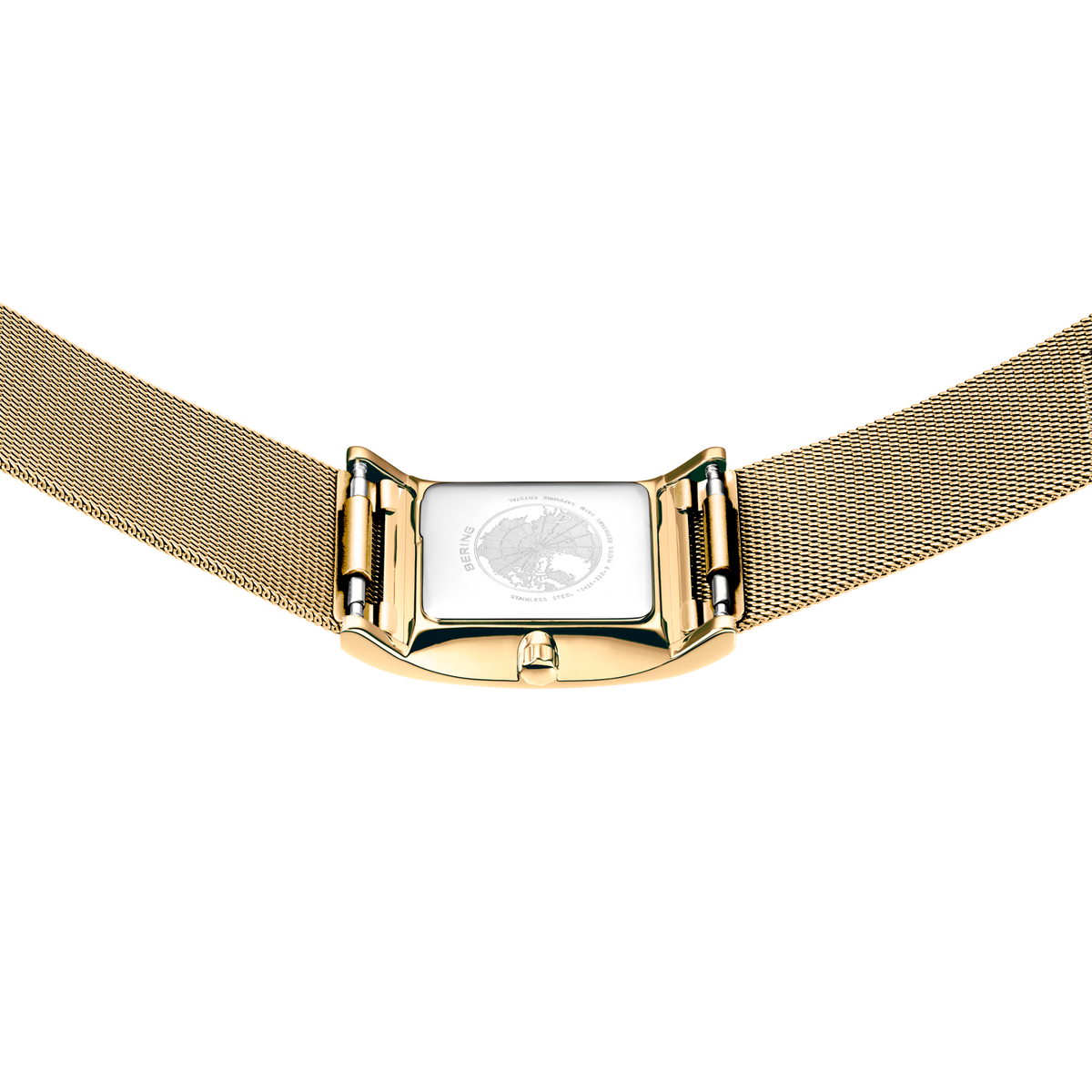 Reloj rectangular brillante malla dorado