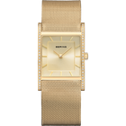 Reloj rectangular brillante malla dorado