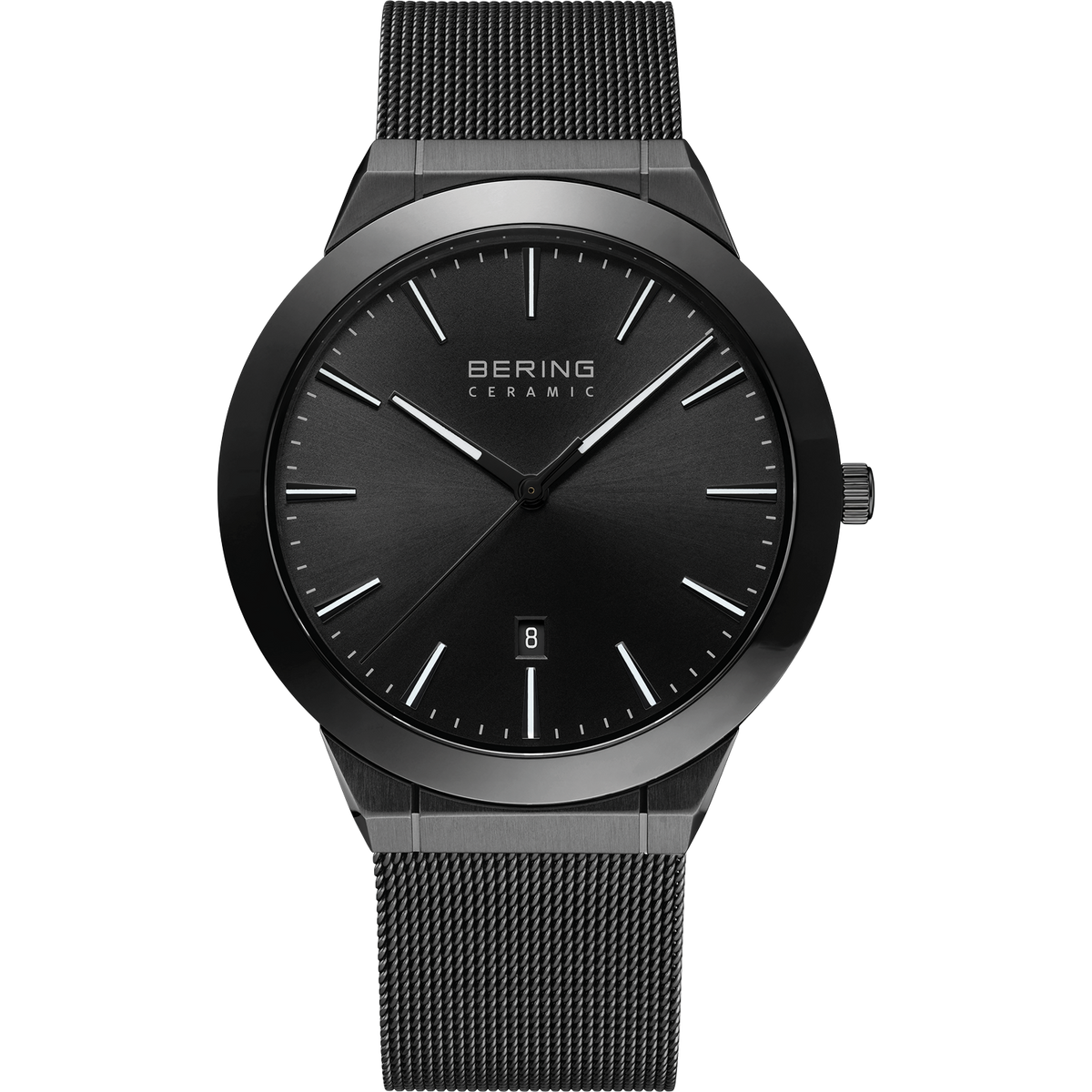 Reloj cerámica fecha malla negro