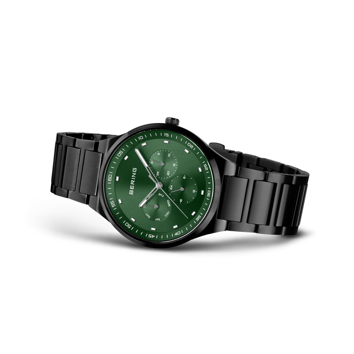 Reloj multifunción esfera sunray eslabones verde