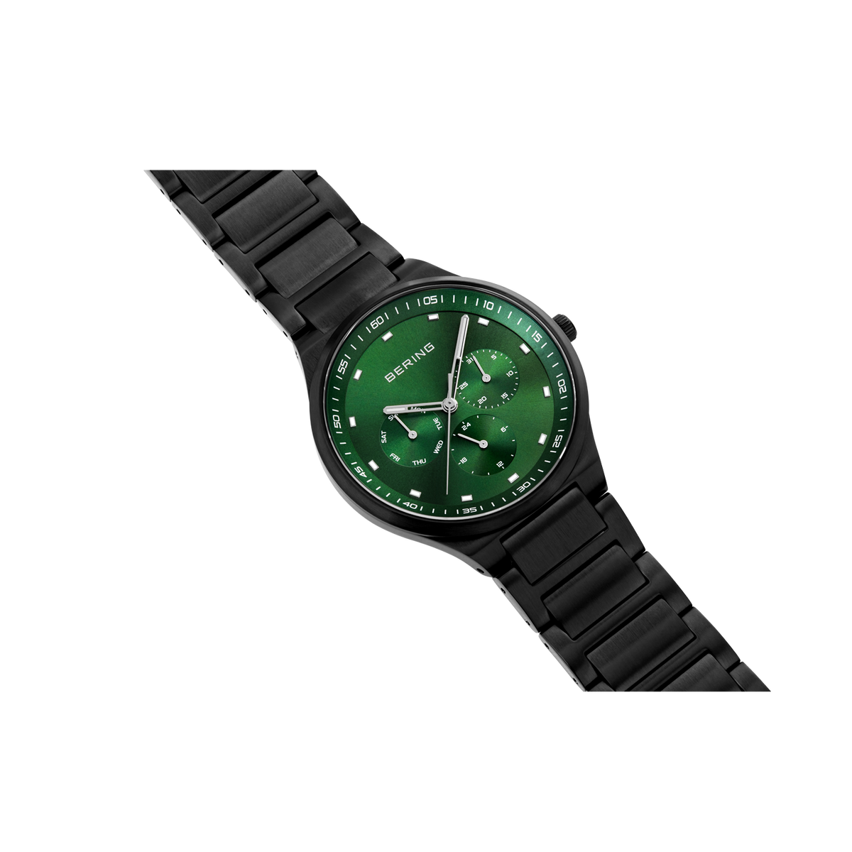 Reloj multifunción esfera sunray eslabones verde