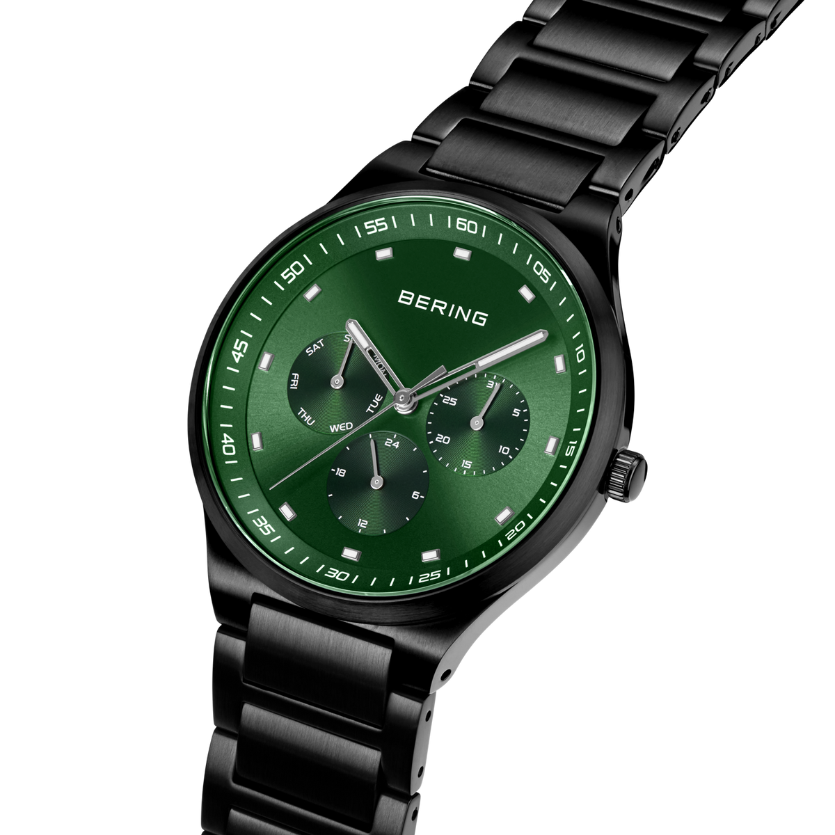 Reloj multifunción esfera sunray eslabones verde