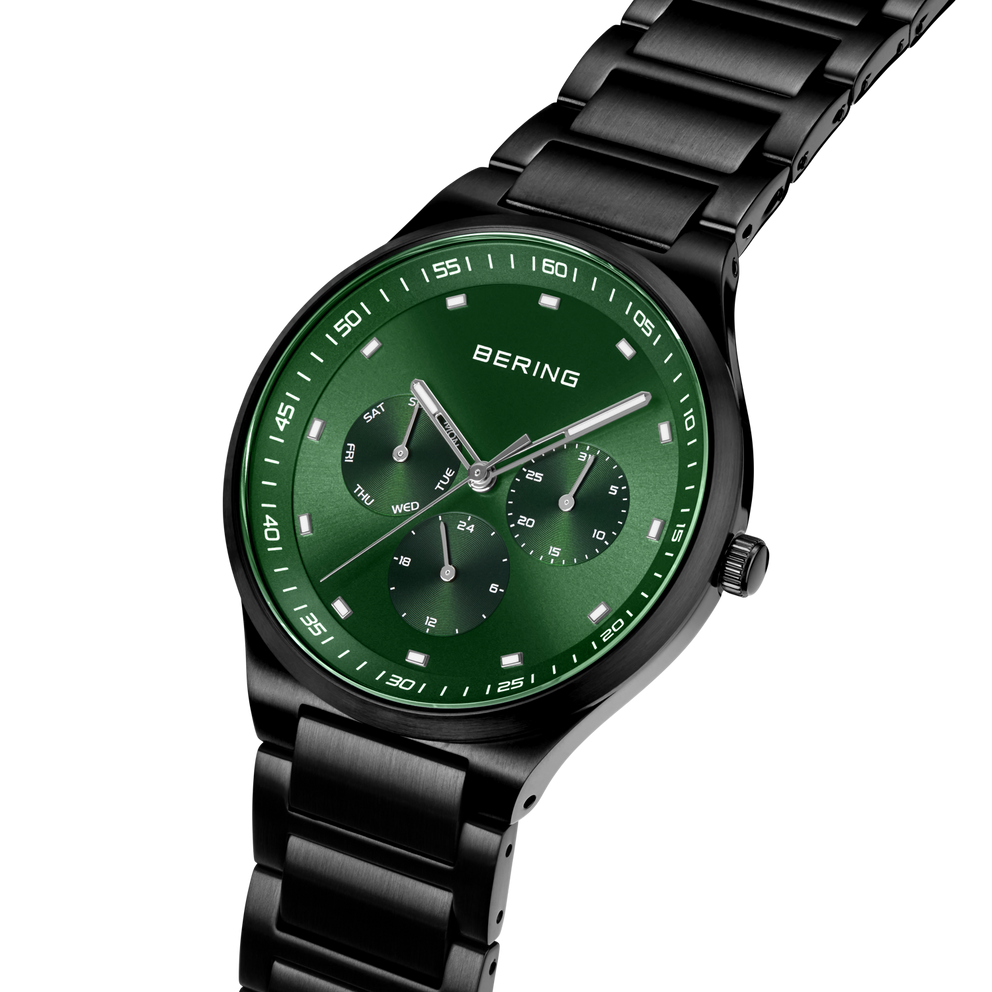 Reloj multifunción esfera sunray eslabones verde
