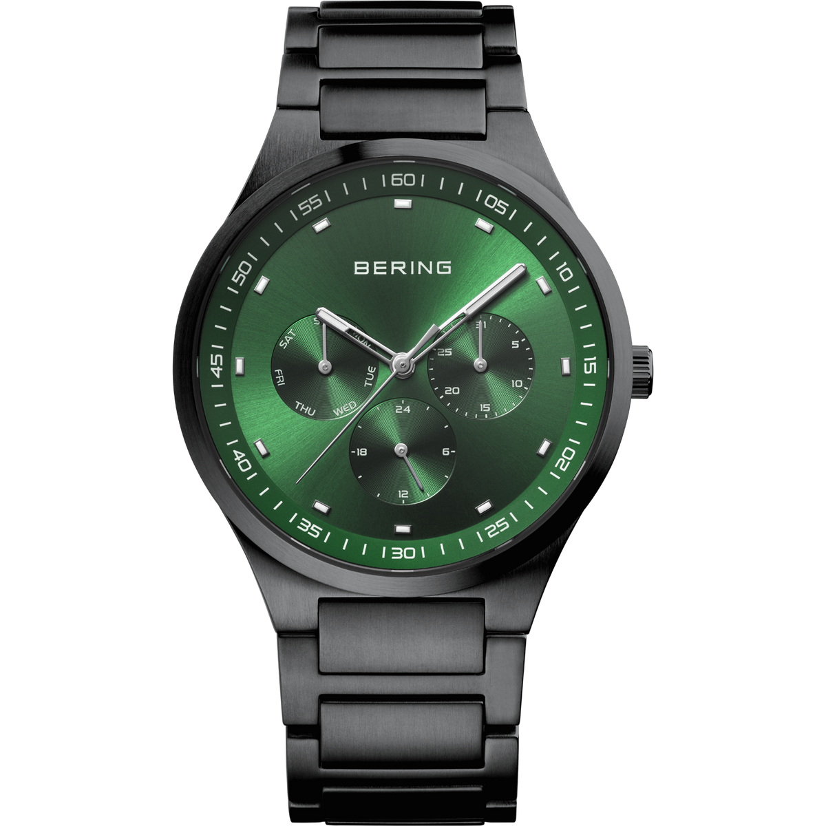 Reloj multifunción esfera sunray eslabones verde