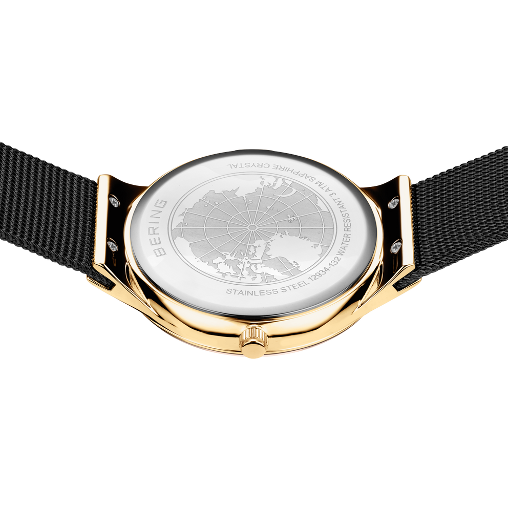 Oval Mother of Pearl Mesh Watch Black