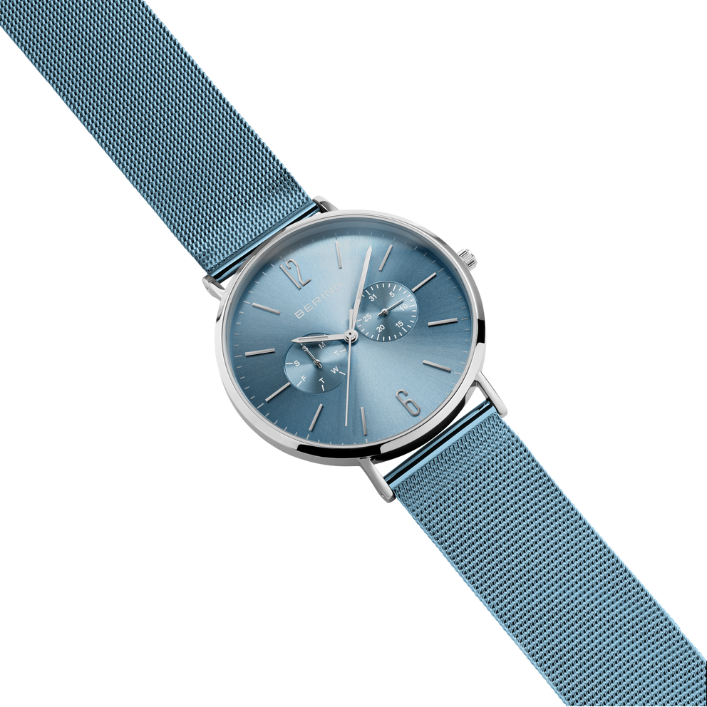 Multifunction Sunray Mesh Watch Blue