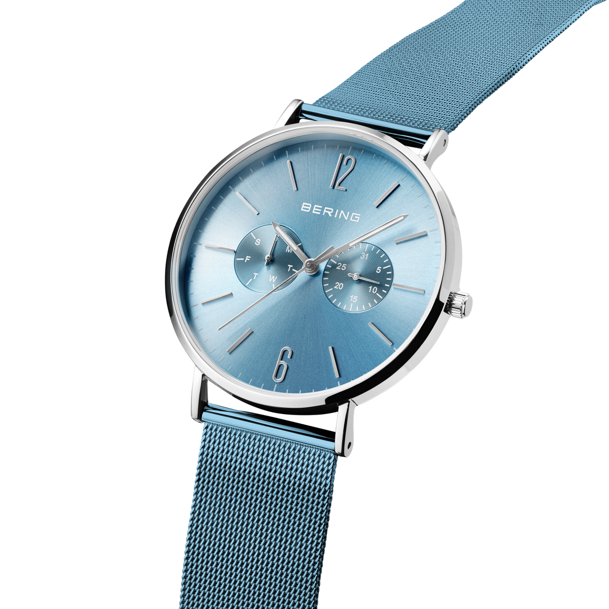 Multifunction Sunray Mesh Watch Blue