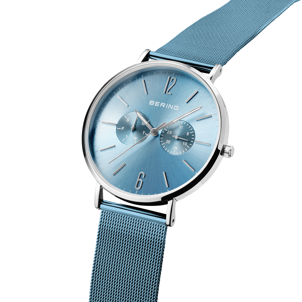 Multifunction Sunray Mesh Watch Blue