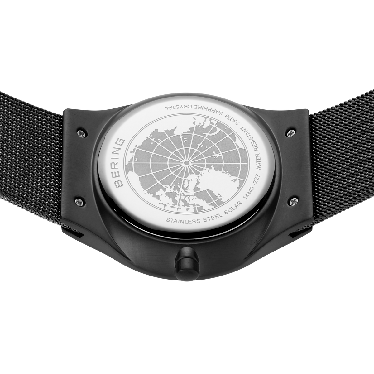 Solar Date Mesh Watch Blue Black
