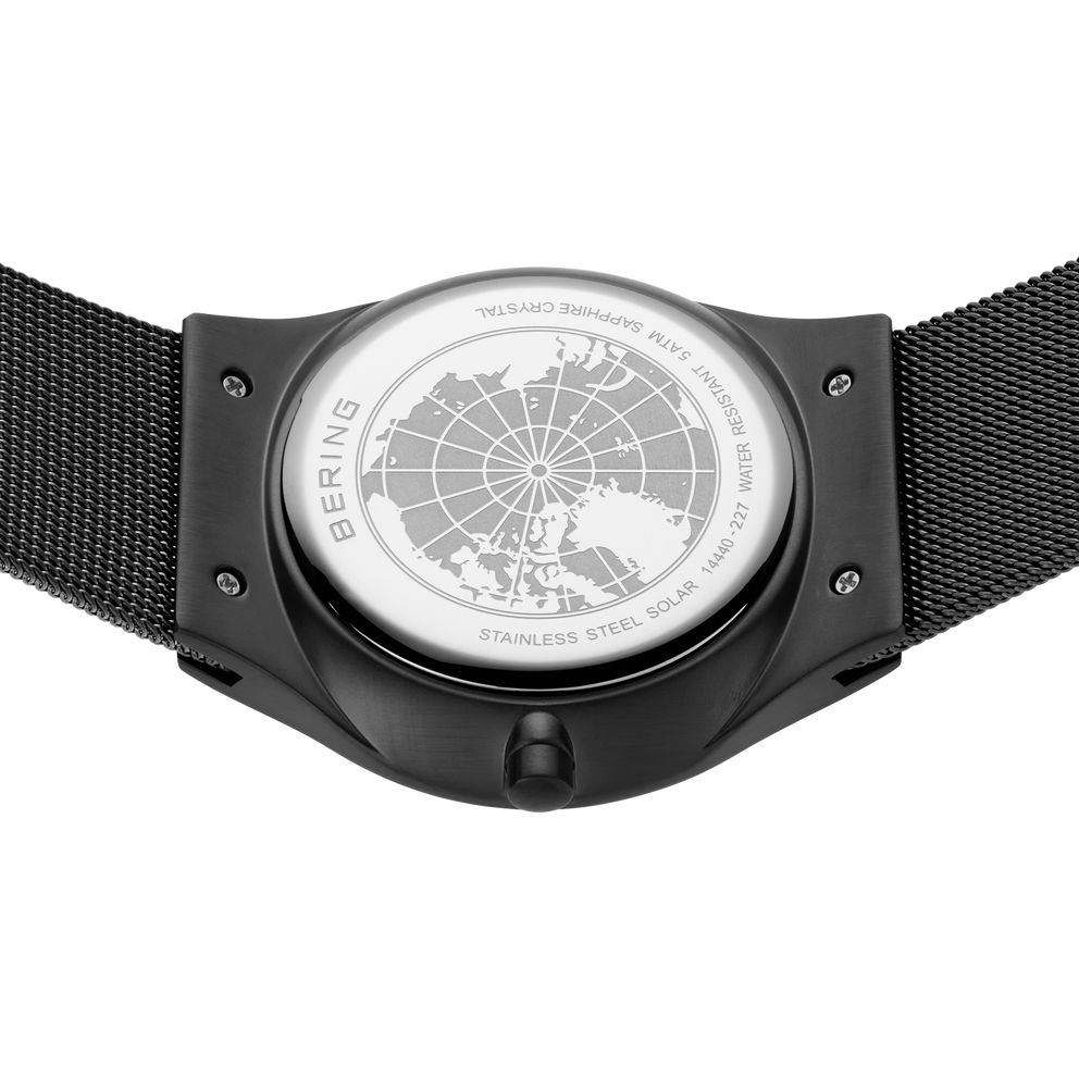 Solar Date Mesh Watch Blue Black