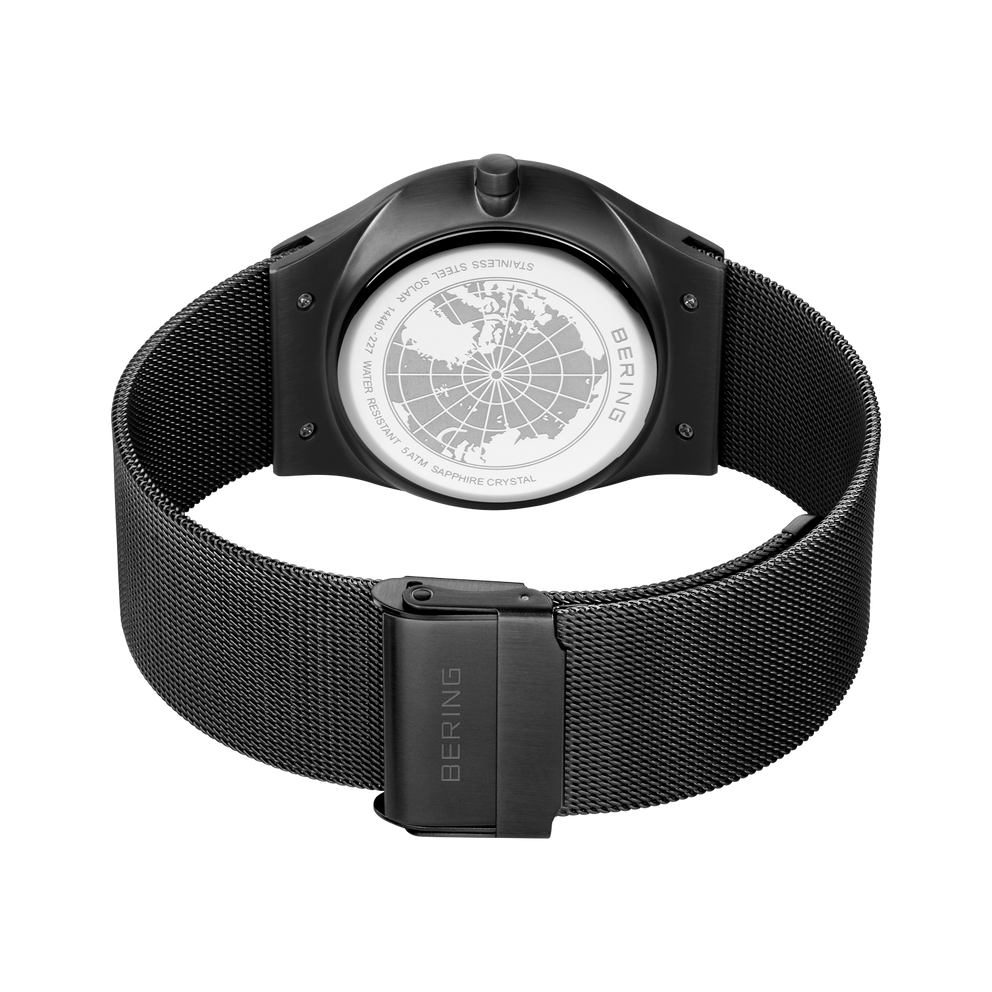 Solar Date Mesh Watch Blue Black