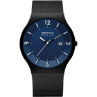 Solar Date Mesh Watch Blue Black