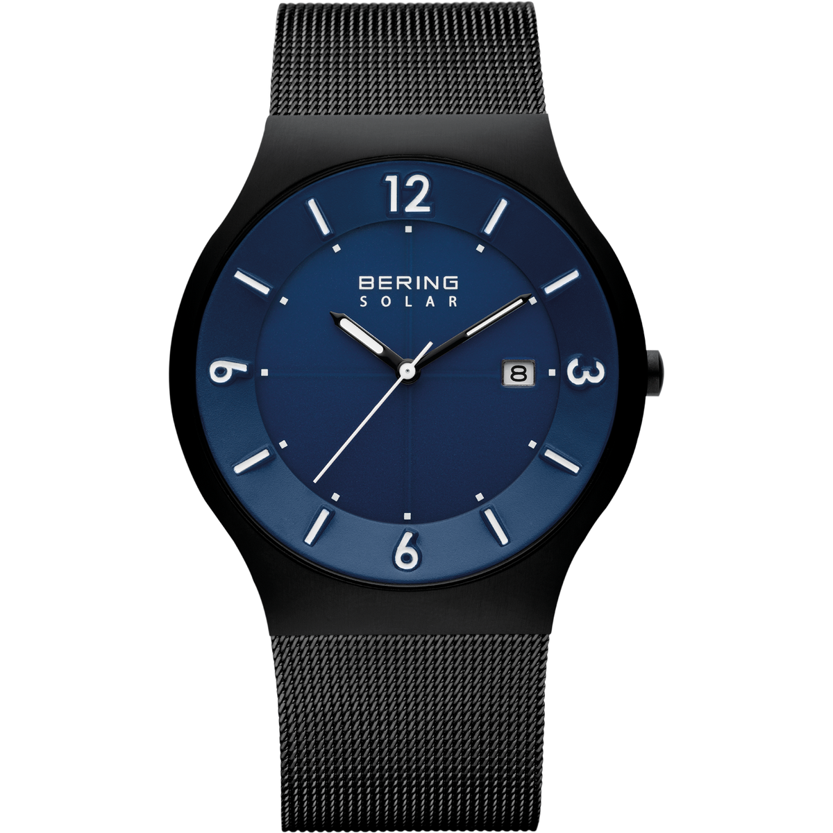 Solar Date Mesh Watch Blue Black