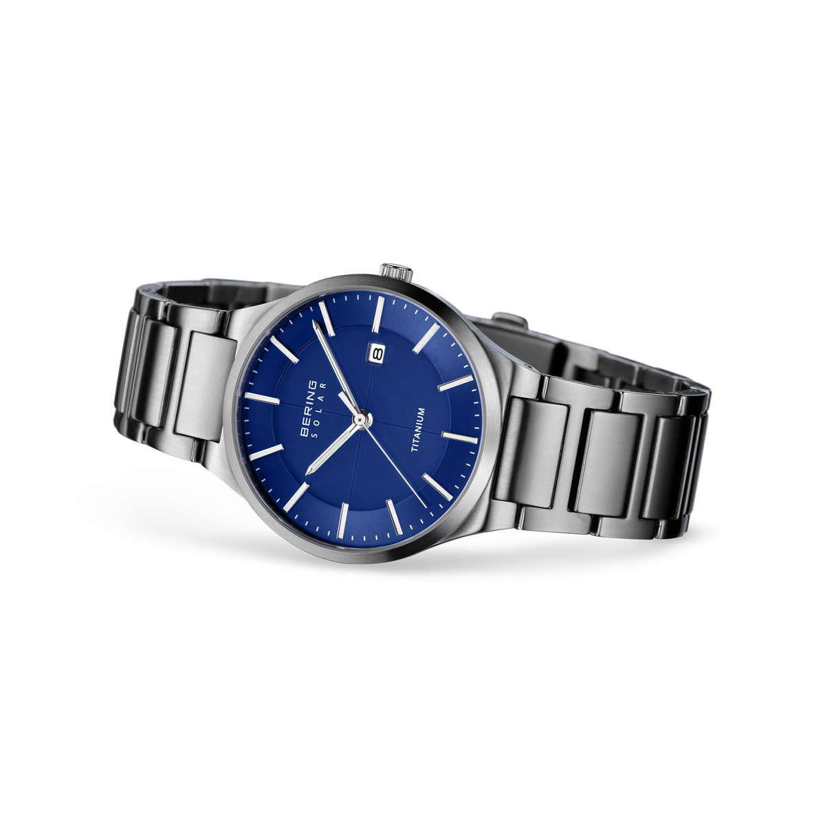 Solar Titanium Link Silver Watch
