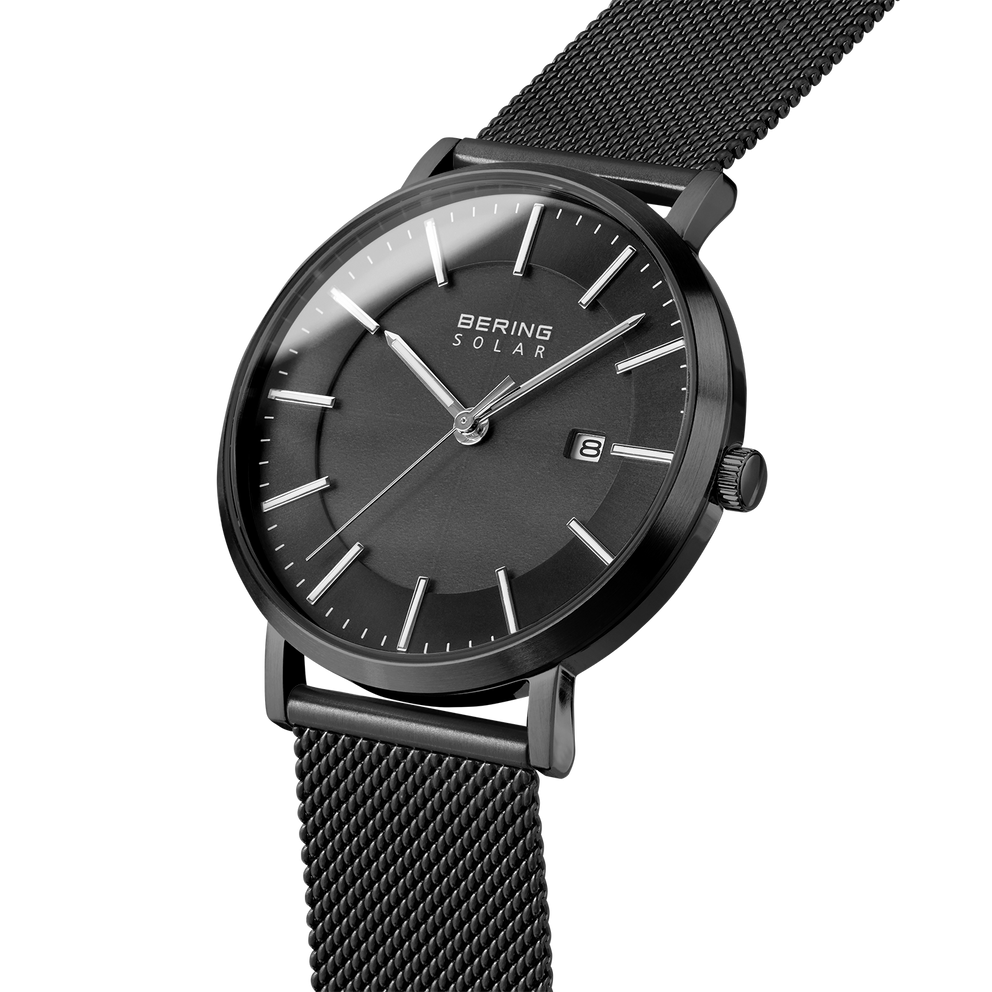 Reloj solar malla negro