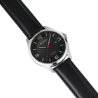 Titanium Date Numerical Leather Watch Black