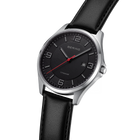 Titanium Date Numerical Leather Watch Black