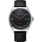 Titanium Date Numerical Leather Watch Black
