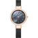 Front view: dark mottled dial, rose-tone with sparkling bezel case and black mesh strap.