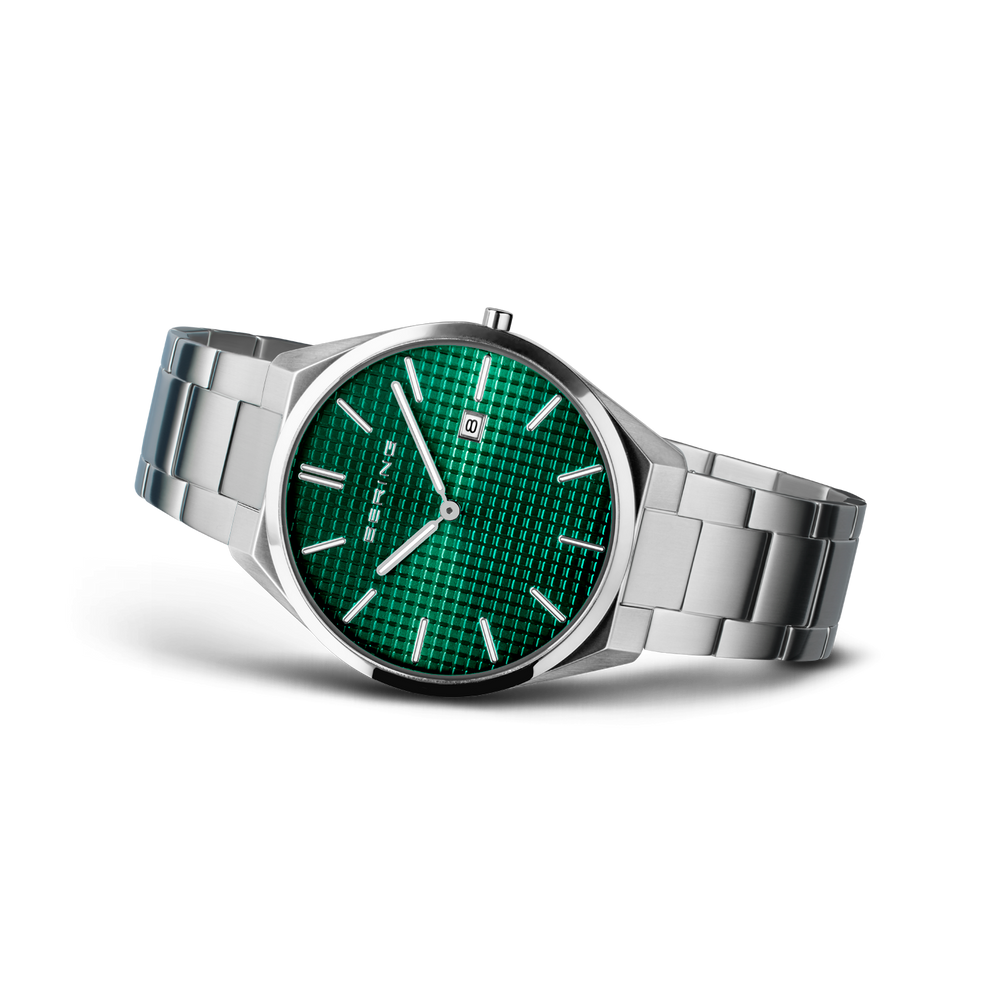 Ultra Slim Textured Green Watch