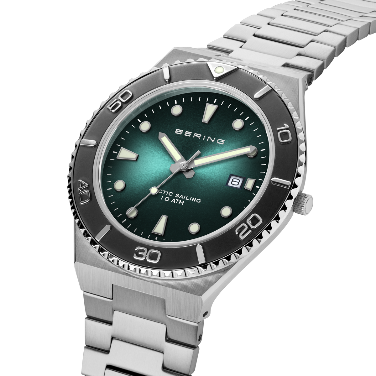 Date Sunray Link Watch Green