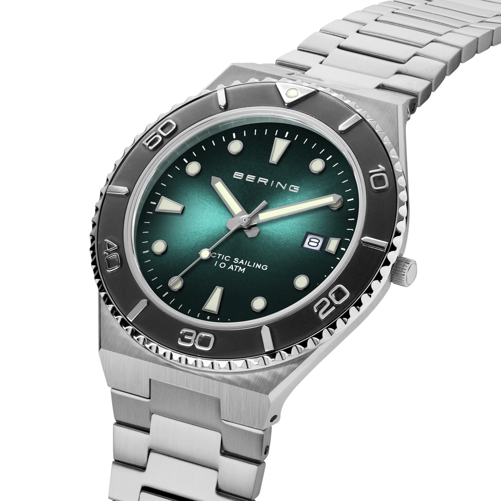 Date Sunray Link Watch Green