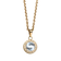 Gold-tone chain with a round clear faceted pendant surrounded by smaller sparkling accents.