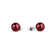 Par de pendientes esféricos rojo oscuro brillante con postes y cierres plateados.