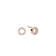 Rose-tone open-circle stud earrings with sparkling rims, shown from front and angled side.