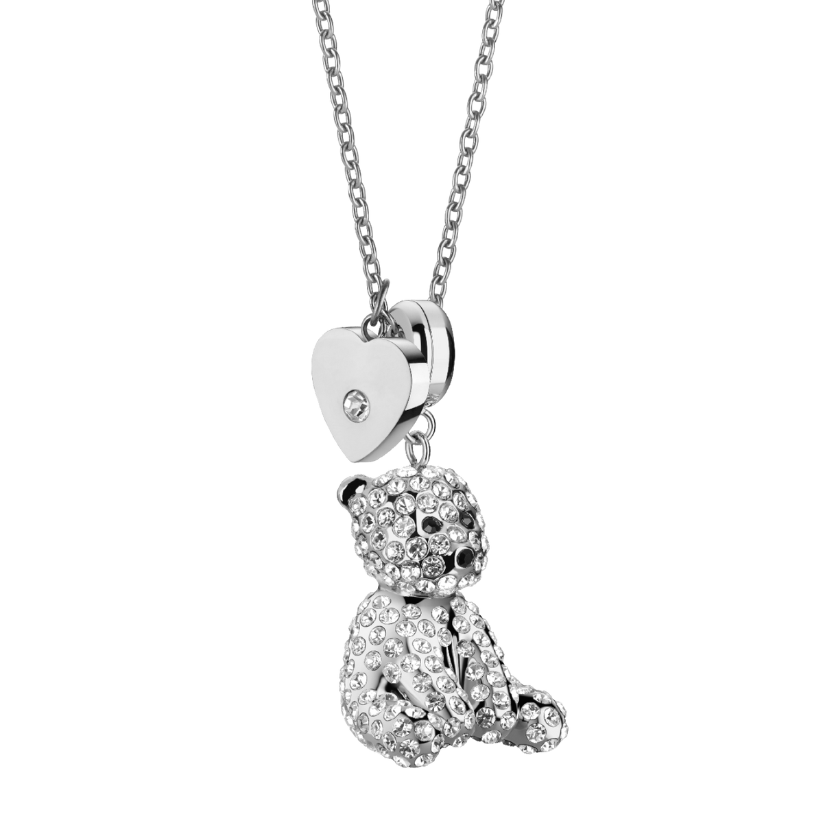 Polar Bear Bjørn with heart silver